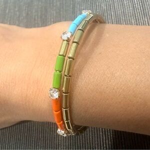 Anthropologie Gold and Multicolor Beaded Bracelets